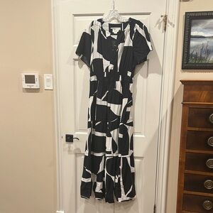 Maeve Black and White Abstract Somerset Maxi Dress